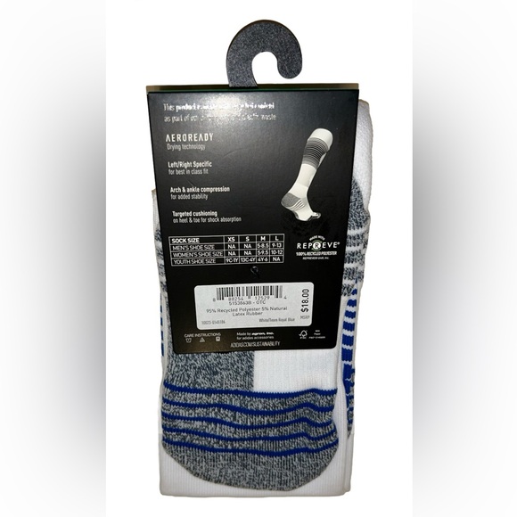 Adidas Team Speed OTC Soccer Socks 1 Pair Youth 13C-4Y White & Blue w Logo NEW! - Picture 5 of 11